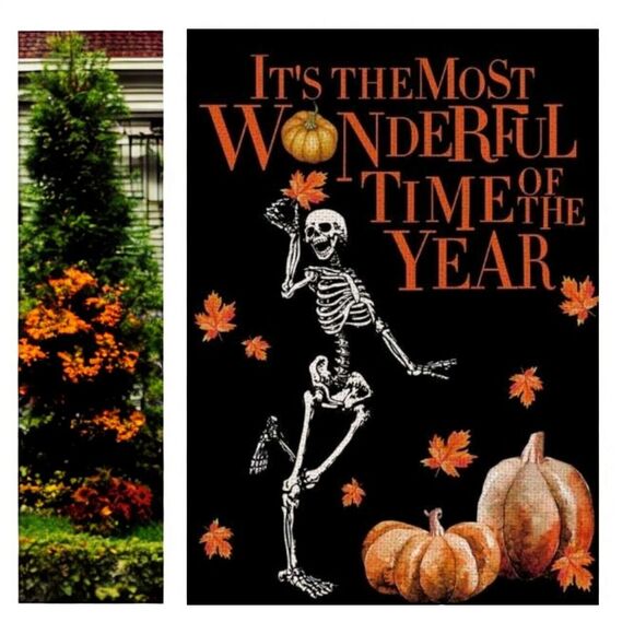 The Most Wonderful Time Of The Year  Garden Flag Halloween Skeleton Double Sided - Picture 6 of 6
